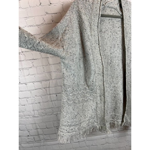 MICHAEL STARS fringe gray open front knit cardigan sweater size M NWOT - Picture 3 of 8